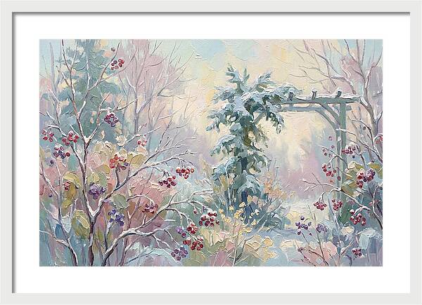 Winter Garden With Berries And Evergreen