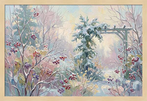 Winter Garden With Berries And Evergreen