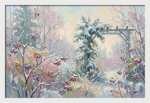 Winter Garden With Berries And Evergreen