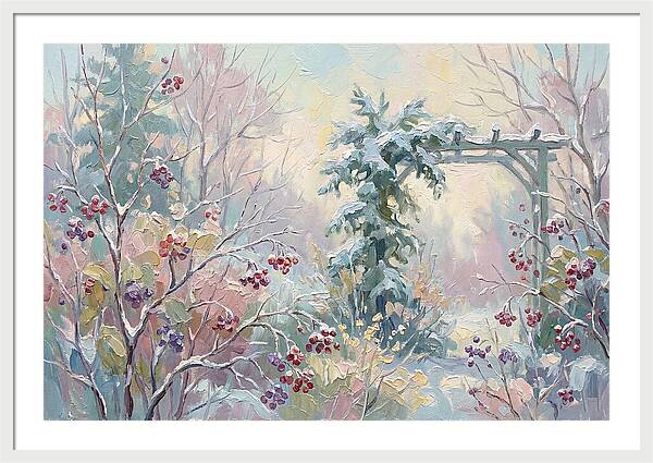 Winter Garden With Berries And Evergreen