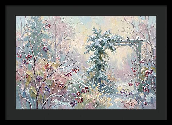 Winter Garden With Berries And Evergreen