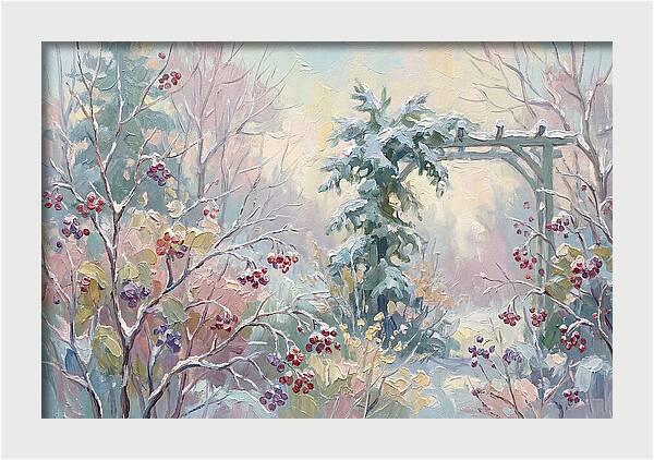 Winter Garden With Berries And Evergreen