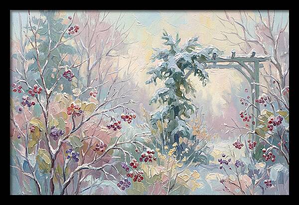 Winter Garden With Berries And Evergreen
