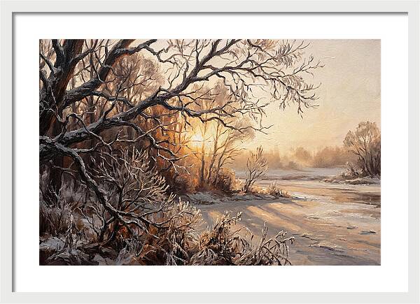 Winter Hoarfrost On Bare Branches