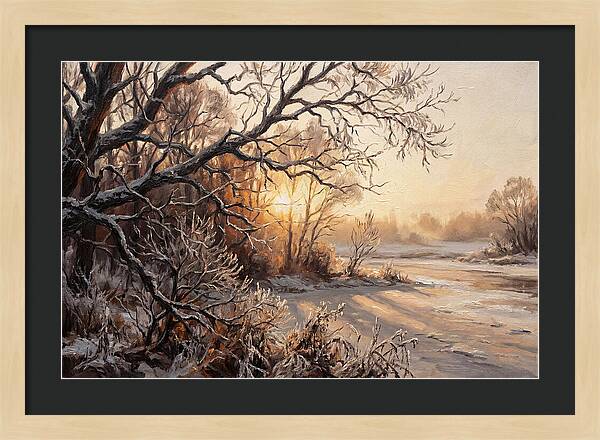 Winter Hoarfrost On Bare Branches