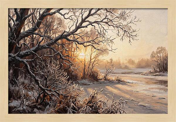Winter Hoarfrost On Bare Branches