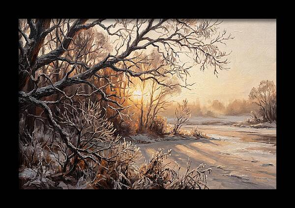 Winter Hoarfrost On Bare Branches