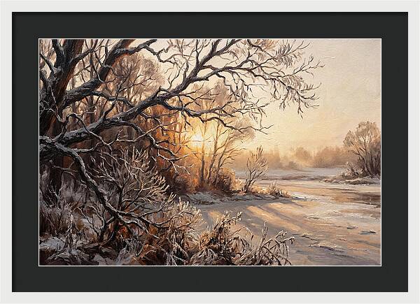 Winter Hoarfrost On Bare Branches