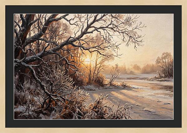 Winter Hoarfrost On Bare Branches