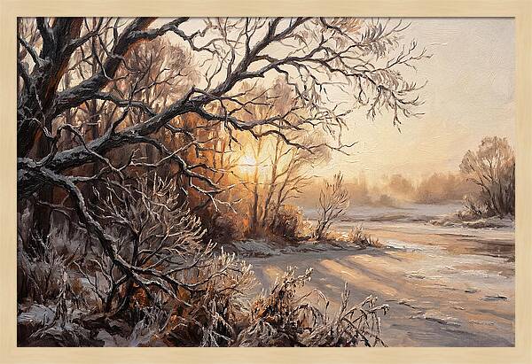 Winter Hoarfrost On Bare Branches