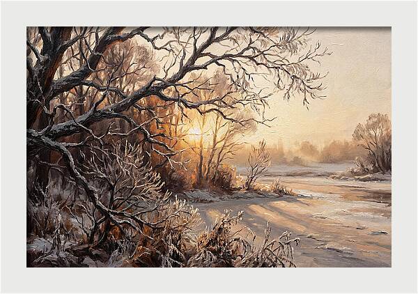Winter Hoarfrost On Bare Branches