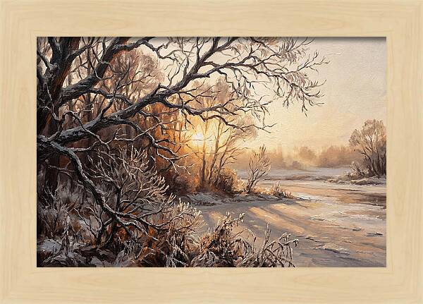 Winter Hoarfrost On Bare Branches