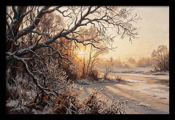 Winter Hoarfrost On Bare Branches
