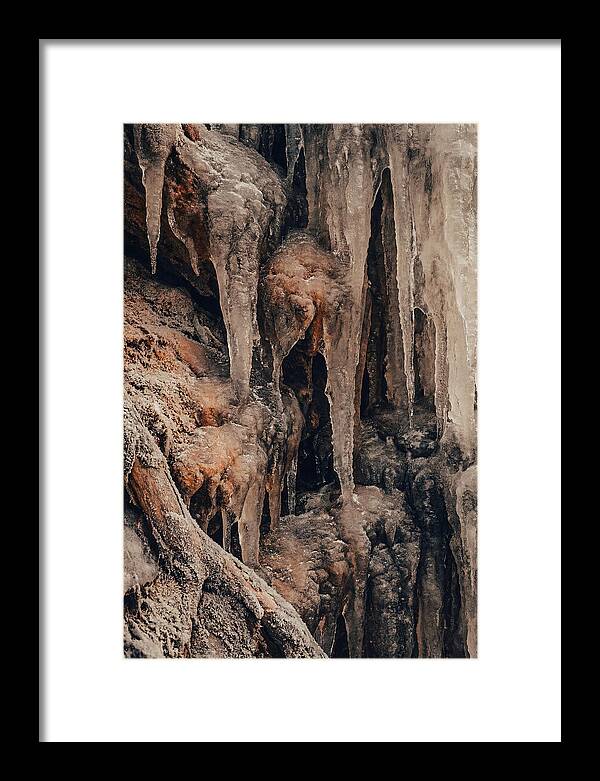 Winter Icicles Hanging From Rock