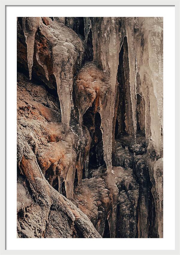 Winter Icicles Hanging From Rock