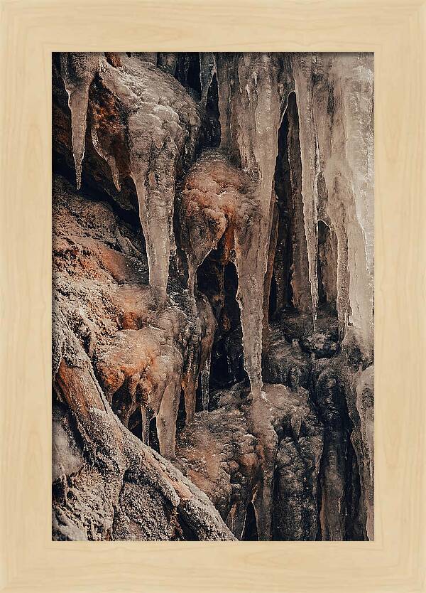Winter Icicles Hanging From Rock