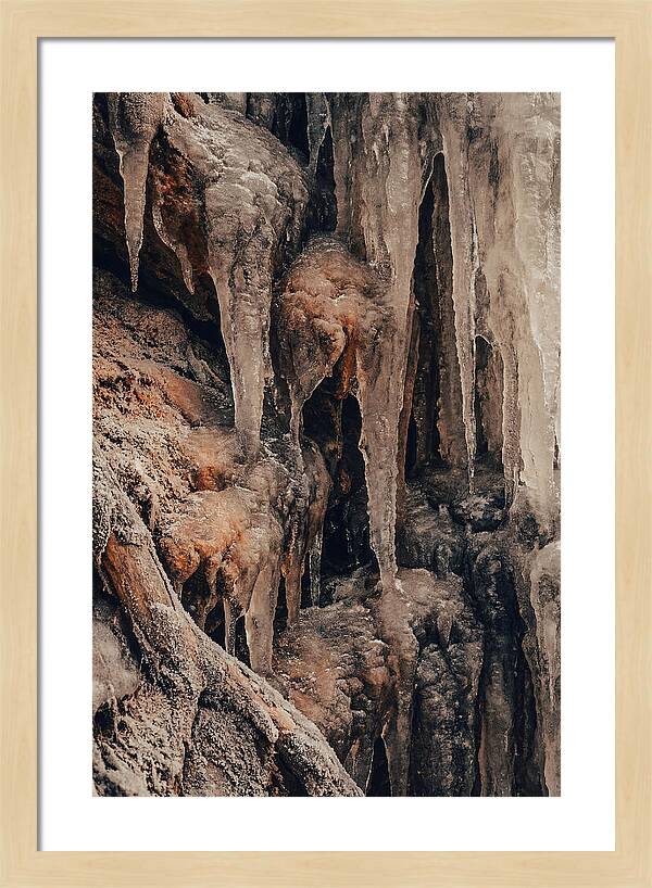 Winter Icicles Hanging From Rock