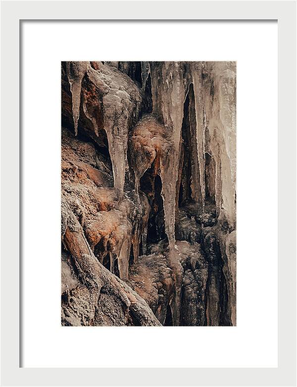 Winter Icicles Hanging From Rock