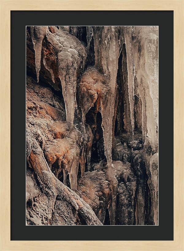 Winter Icicles Hanging From Rock