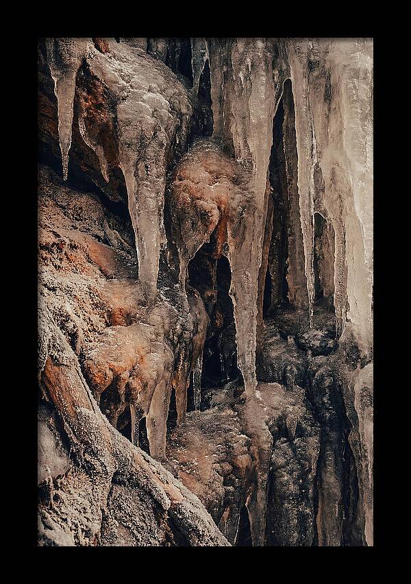 Winter Icicles Hanging From Rock