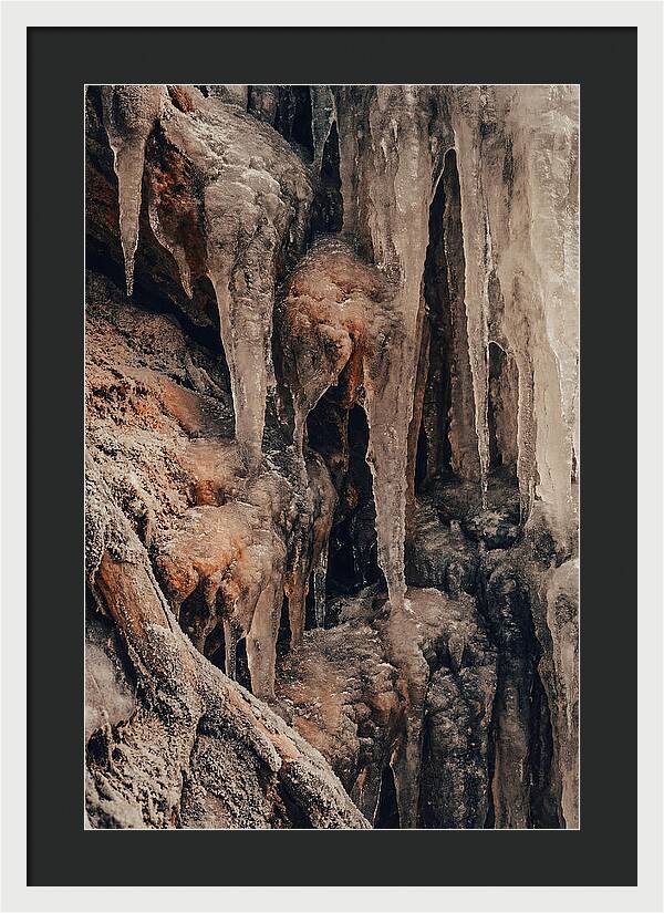 Winter Icicles Hanging From Rock