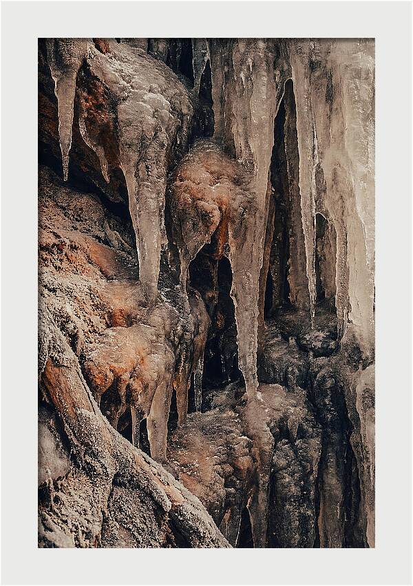 Winter Icicles Hanging From Rock