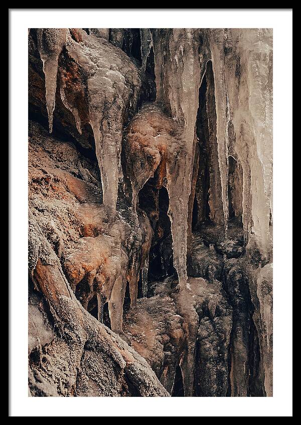 Winter Icicles Hanging From Rock