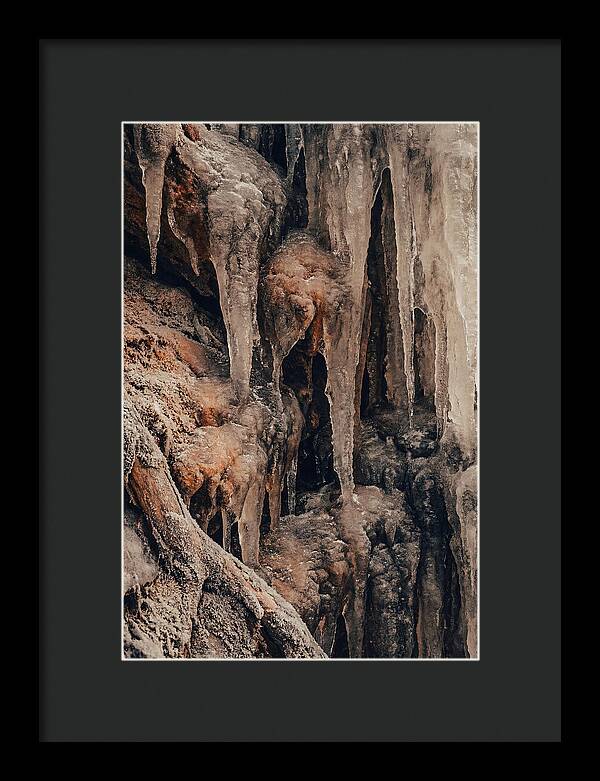 Winter Icicles Hanging From Rock