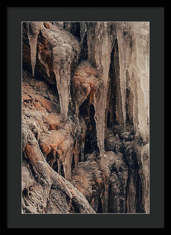 Winter Icicles Hanging From Rock
