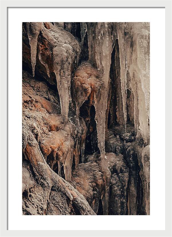 Winter Icicles Hanging From Rock