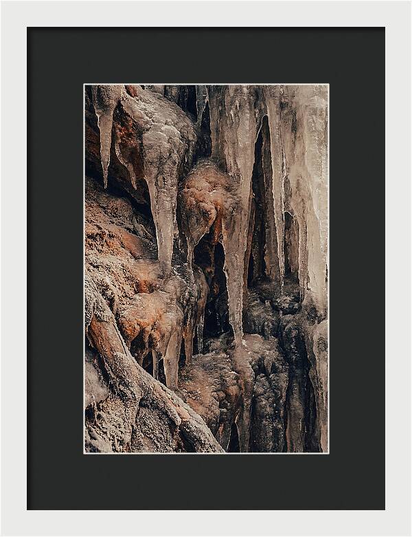 Winter Icicles Hanging From Rock