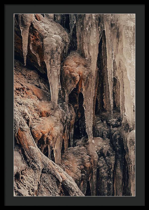 Winter Icicles Hanging From Rock