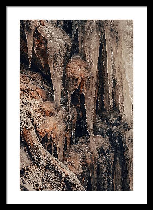 Winter Icicles Hanging From Rock