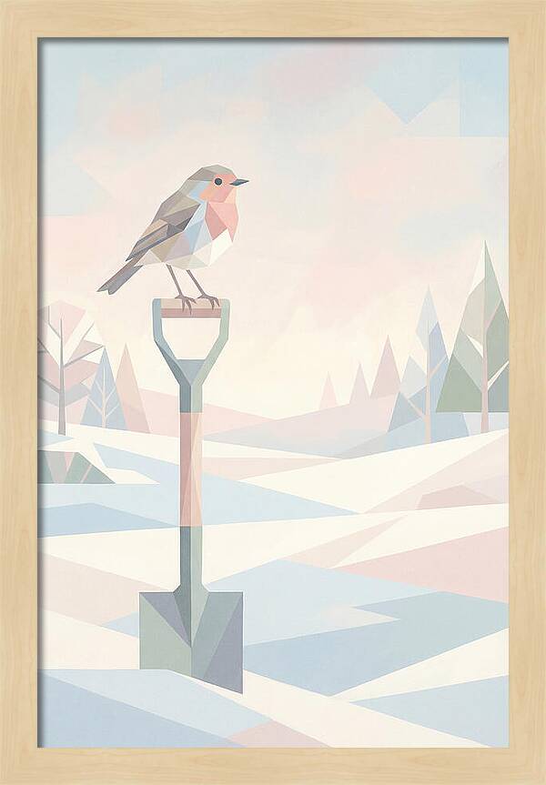 Winter Robin On Spade Handle