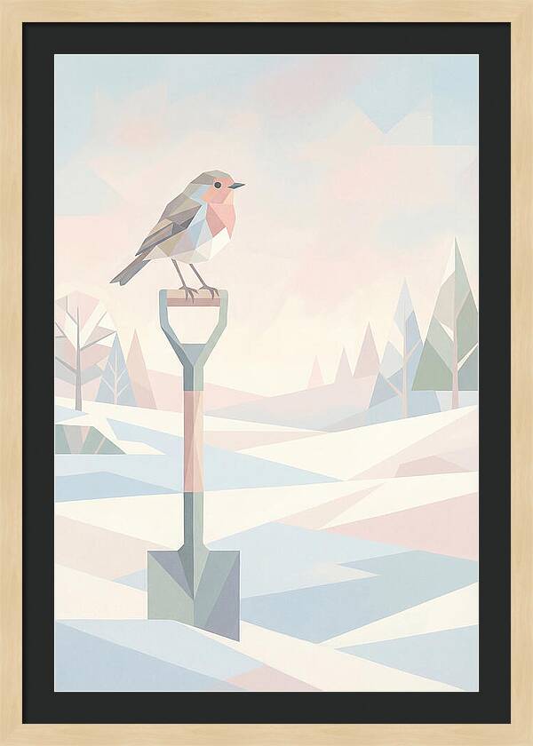 Winter Robin On Spade Handle
