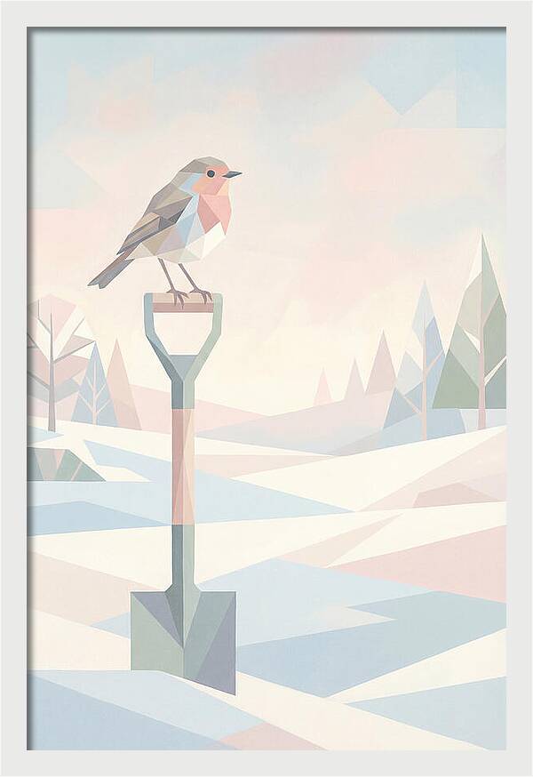 Winter Robin On Spade Handle