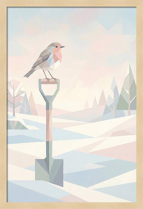 Winter Robin On Spade Handle