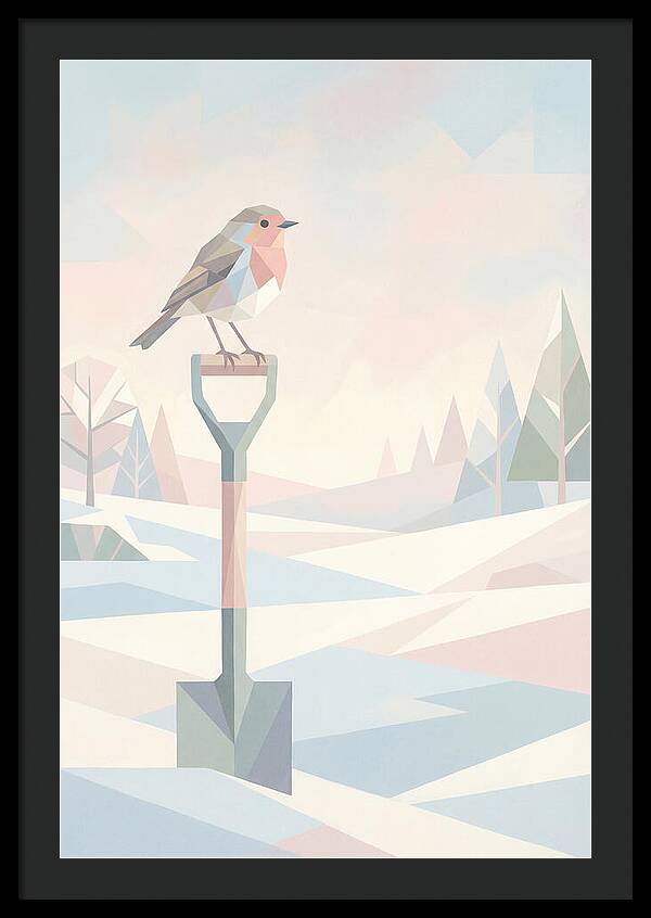 Winter Robin On Spade Handle