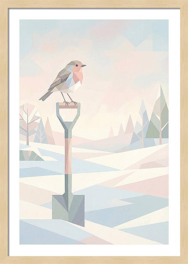 Winter Robin On Spade Handle