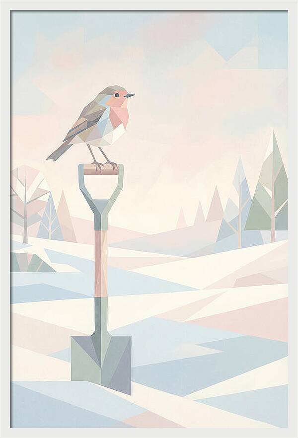 Winter Robin On Spade Handle
