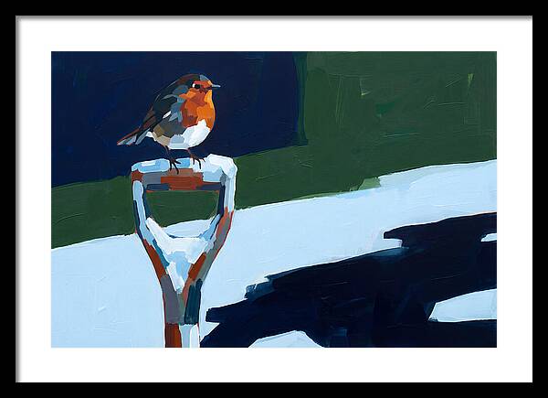 Winter Robin Perched On Snow