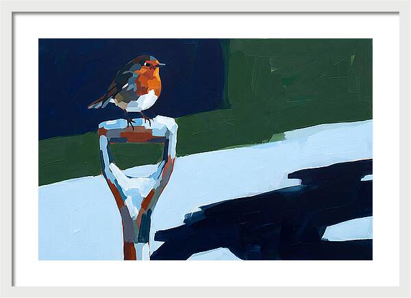 Winter Robin Perched On Snow