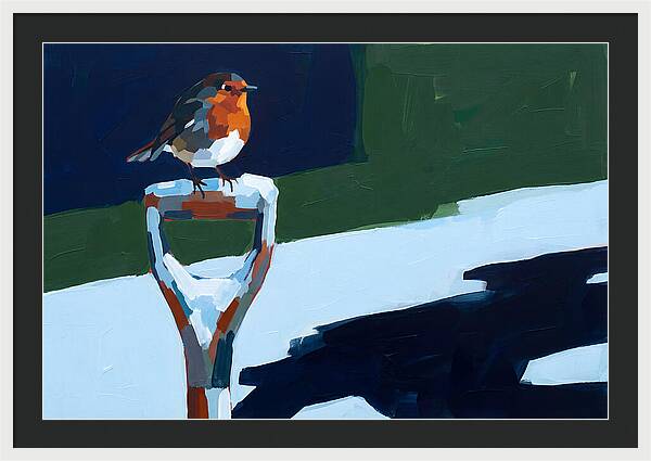 Winter Robin Perched On Snow
