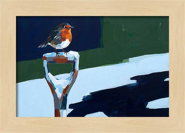 Winter Robin Perched On Snow