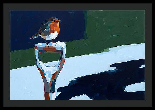 Winter Robin Perched On Snow