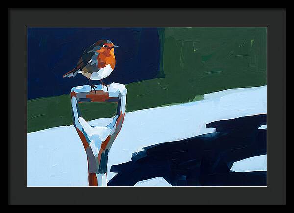 Winter Robin Perched On Snow