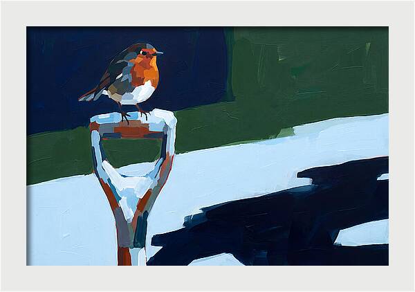 Winter Robin Perched On Snow