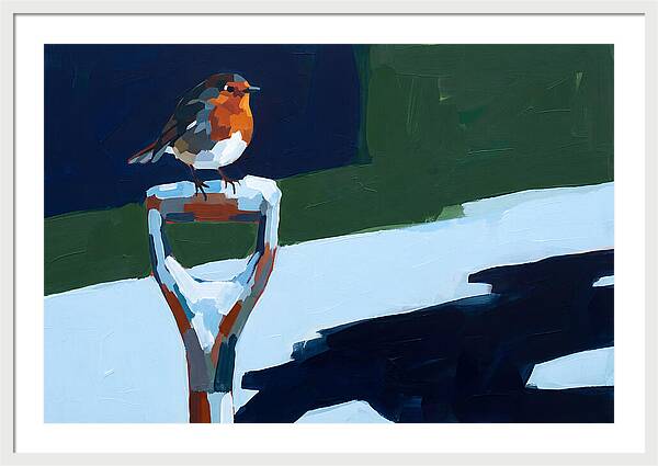 Winter Robin Perched On Snow