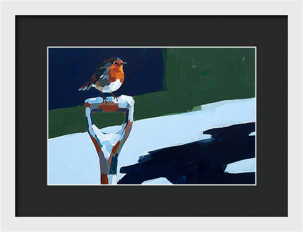 Winter Robin Perched On Snow