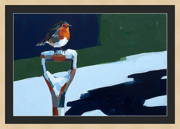 Winter Robin Perched On Snow